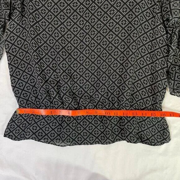Kobi Halperin Silk Diamond Print Sheer Blouse Bell Sleeves Size M - Picture 7 of 10